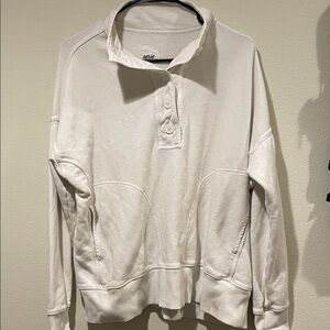 Aerie White Collared Sweatshirt